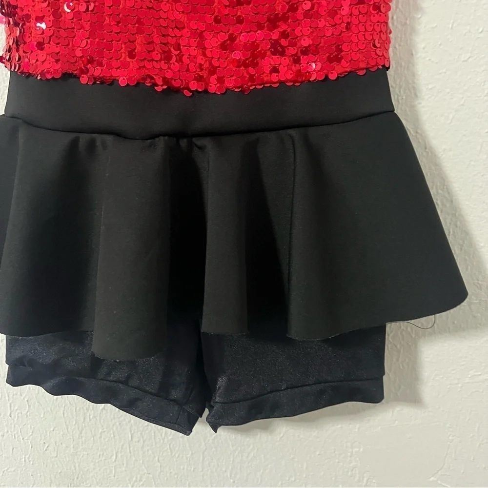 Weissman Tightrope Dance Costume LC Large (12-14) Vibrant Red and Classic Black